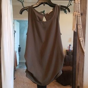 Olive green papaya ruched sleeveless shirt
